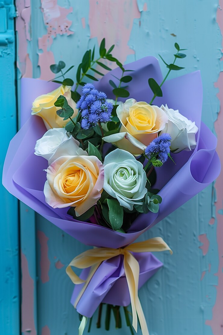 Foto grátis um belo buquê de rosas decoradas