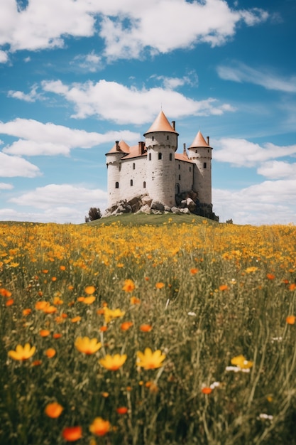 Foto grátis um belo castelo cercado de natureza.