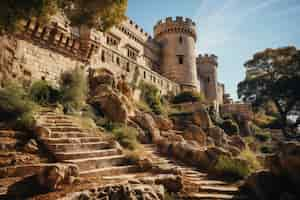 Foto grátis um belo castelo cercado de natureza.