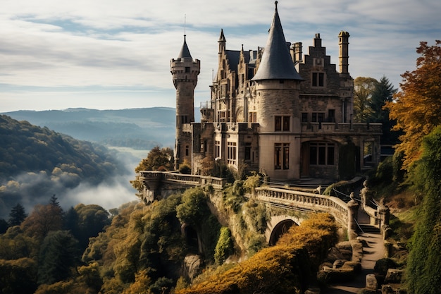 Um belo castelo majestoso.