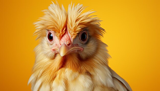 Foto grátis um bonito bebê de frango amarelo olhando para a câmera em uma fazenda gerada por inteligência artificial