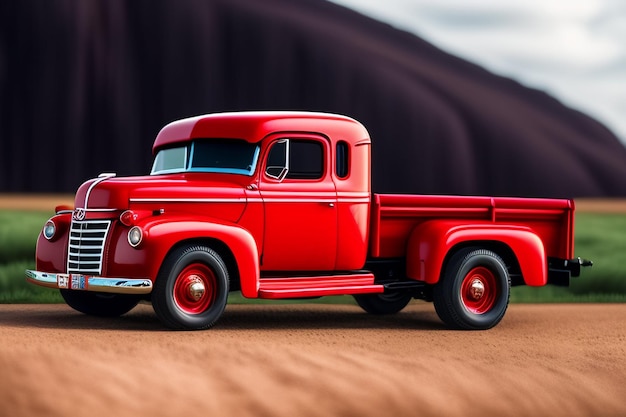 Foto grátis um caminhão ford vermelho está em uma estrada de terra.