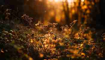 Foto grátis um campo de plantas com o sol brilhando sobre elas