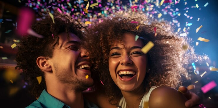 Foto grátis um casal a celebrar o ano novo
