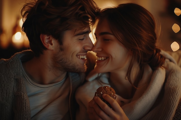 Foto grátis um casal com um delicioso chocolate.