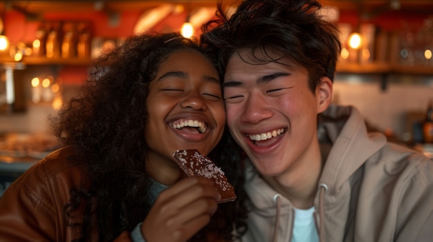 Foto grátis um casal com um delicioso chocolate.