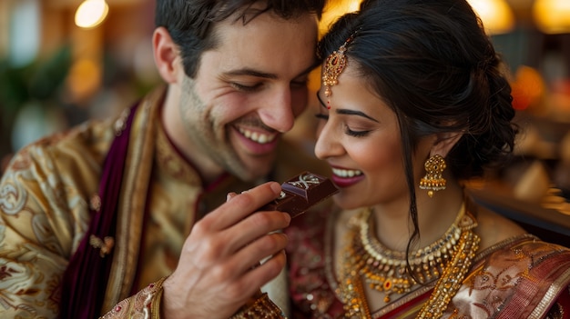 Foto grátis um casal com um delicioso chocolate.