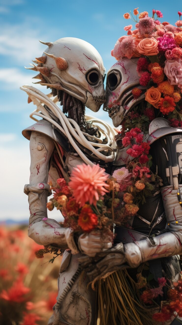 Foto grátis um casal de criaturas de fantasia a casar.