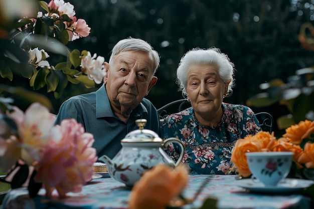 Foto grátis um casal desfrutando de um piquenique ao ar livre no verão