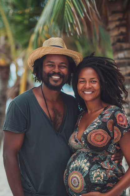 Foto grátis um casal feliz e expectante.