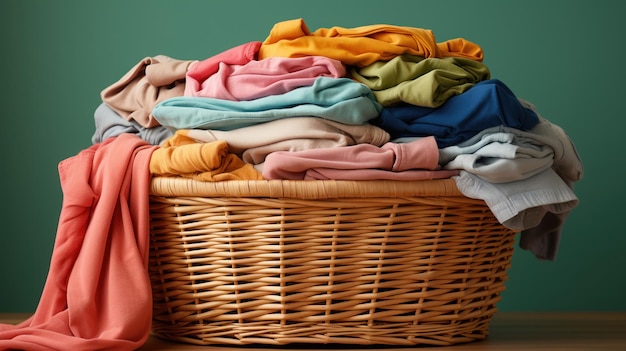 Foto grátis um cesto de roupa cheio de roupas preparadas para lavar