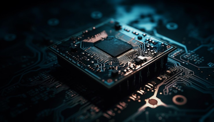 Foto grátis um chip de computador em um fundo escuro com a palavra intel nele.