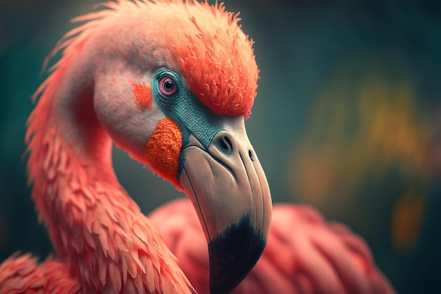 Um close de pássaro flamingo rosa