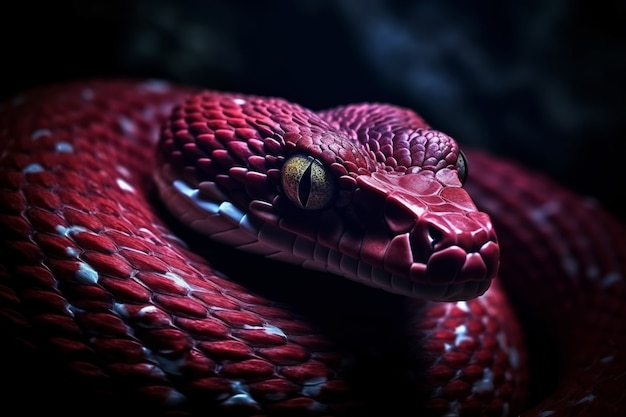 Um close de uma cobra no seu habitat natural
