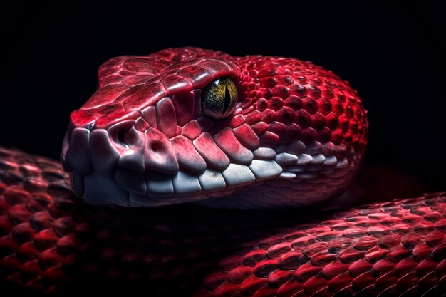 Um close de uma cobra no seu habitat natural