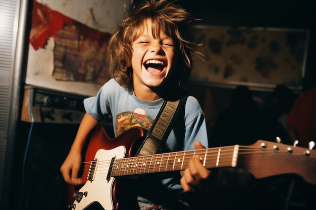 Foto grátis um close do rapaz a tocar guitarra.