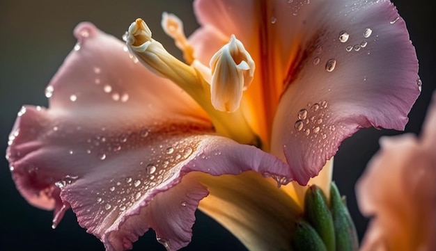 Um close-up de uma elegância frágil de orquídea rosa gerada por IA