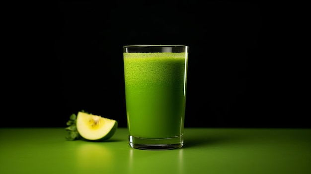 Foto grátis um copo de suco verde refrescante