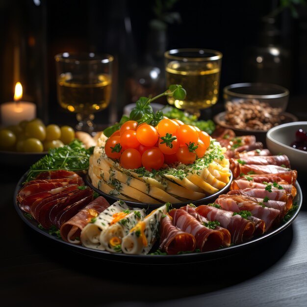 Um delicioso arranjo de finger food de Natal.