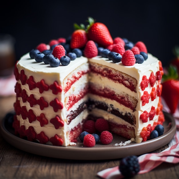 Foto grátis um delicioso bolo com frutas.