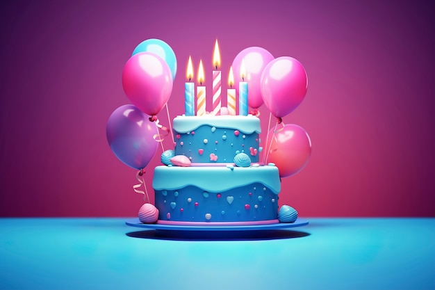Foto grátis um delicioso bolo de aniversário com balões .