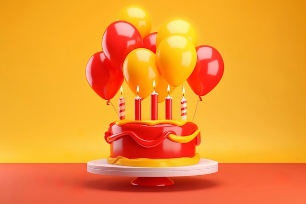 Foto grátis um delicioso bolo de aniversário com fundo amarelo.