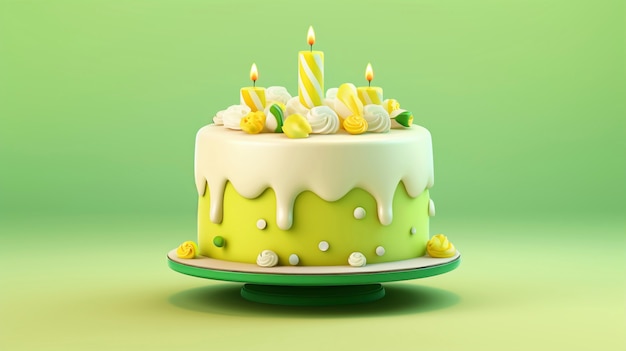 Foto grátis um delicioso bolo de aniversário com fundo verde.