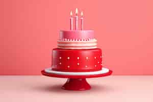 Foto grátis um delicioso bolo de aniversário com fundo vermelho.