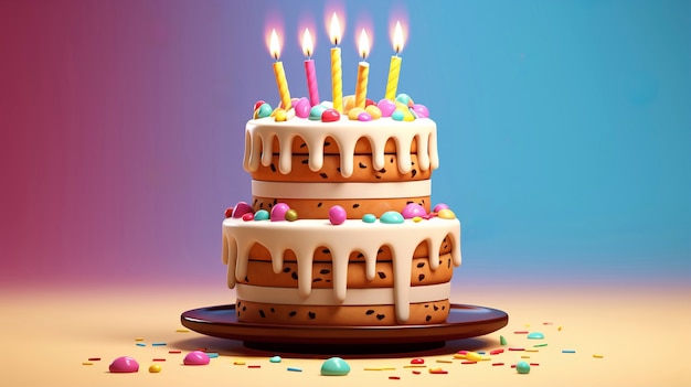 Foto grátis um delicioso bolo de aniversário com velas.