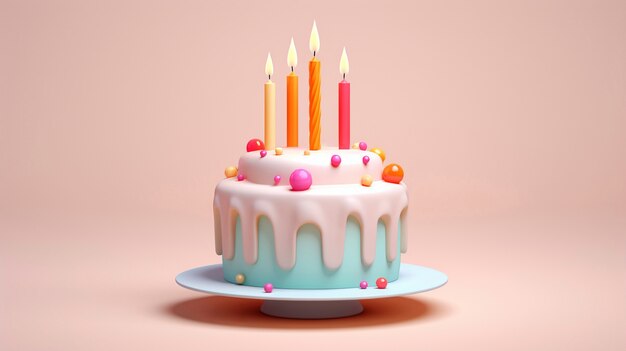 Um delicioso bolo de aniversário com velas.