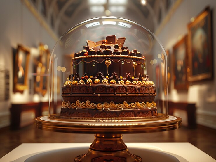 Foto grátis um delicioso bolo de chocolate de desenho animado em 3d.