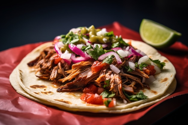 Foto grátis um delicioso taco na mesa.