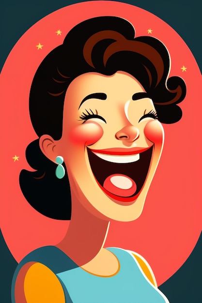 Foto grátis um desenho de uma mulher com um grande sorriso que diz feliz