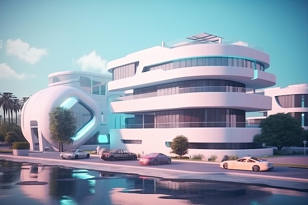 Foto grátis um design de casa futurista generativo de ia ao ar livre