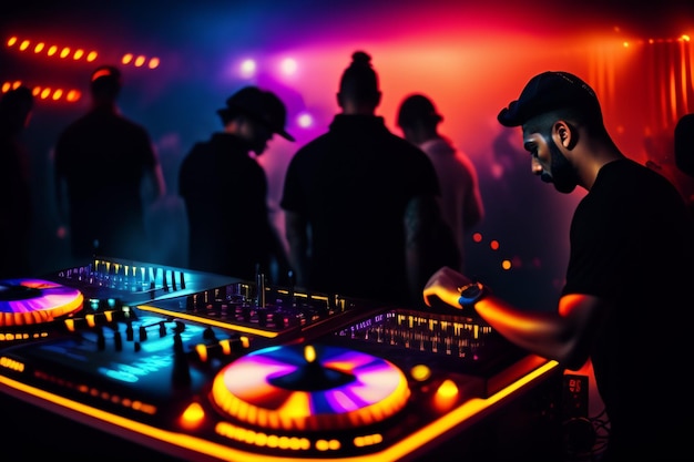 Foto grátis um dj com um dj tocando música em um clube