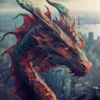 Foto grátis um dragão fantástico e detalhado.