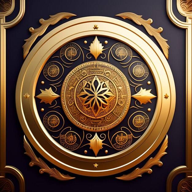 Um escudo decorativo dourado e preto com a palavra amor nele