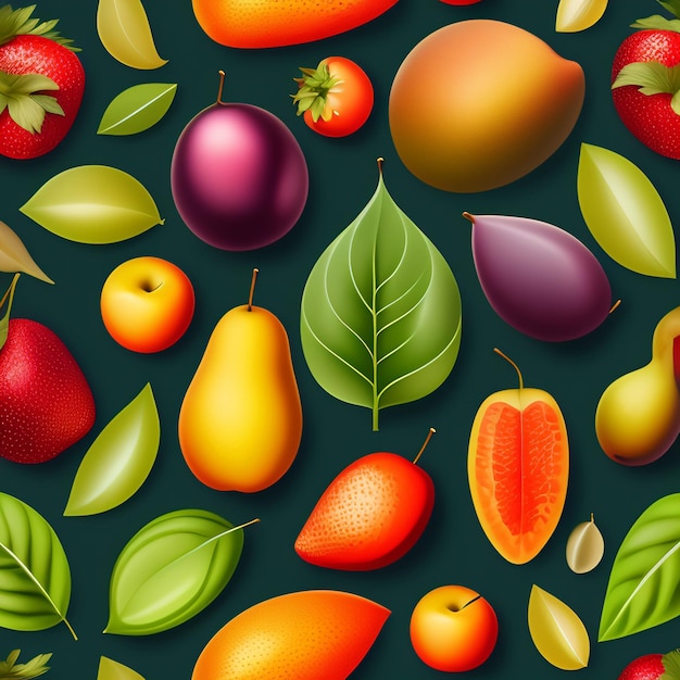 Foto grátis um fundo colorido de fruta com uma folha verde que diz fruta