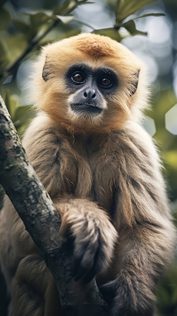 Foto grátis um gibão bonito na natureza.