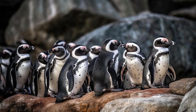 Foto grátis um grupo fofo de pinguins idiotas gingando gerado por ia