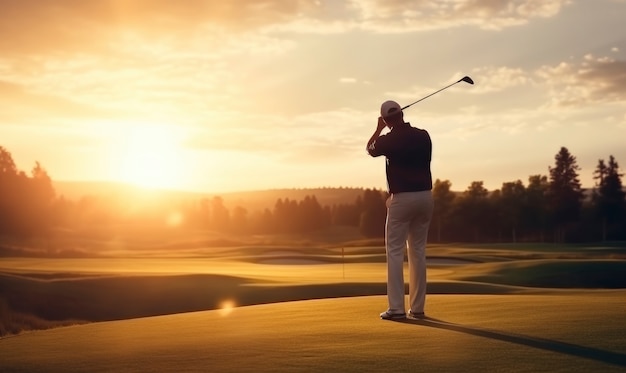 Foto grátis um homem a jogar golfe.