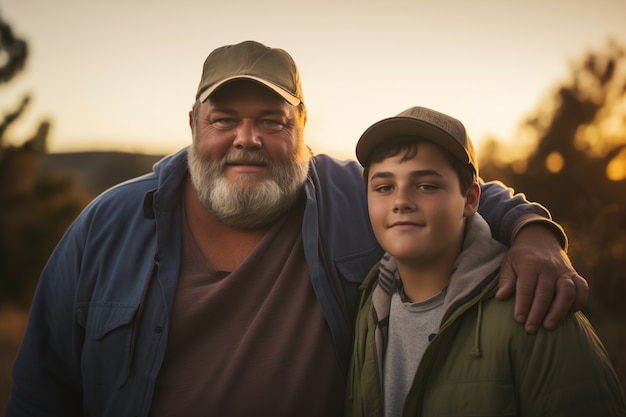 Um lindo retrato de pai e filho em comemoração do dia do pai.