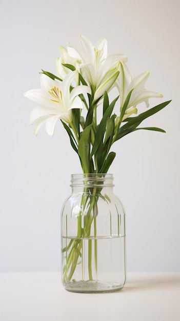 Um lindo vaso de flores no estúdio.