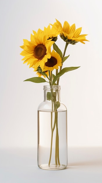 Um lindo vaso de flores no estúdio.