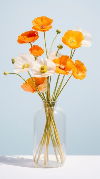 Um lindo vaso de flores no estúdio.