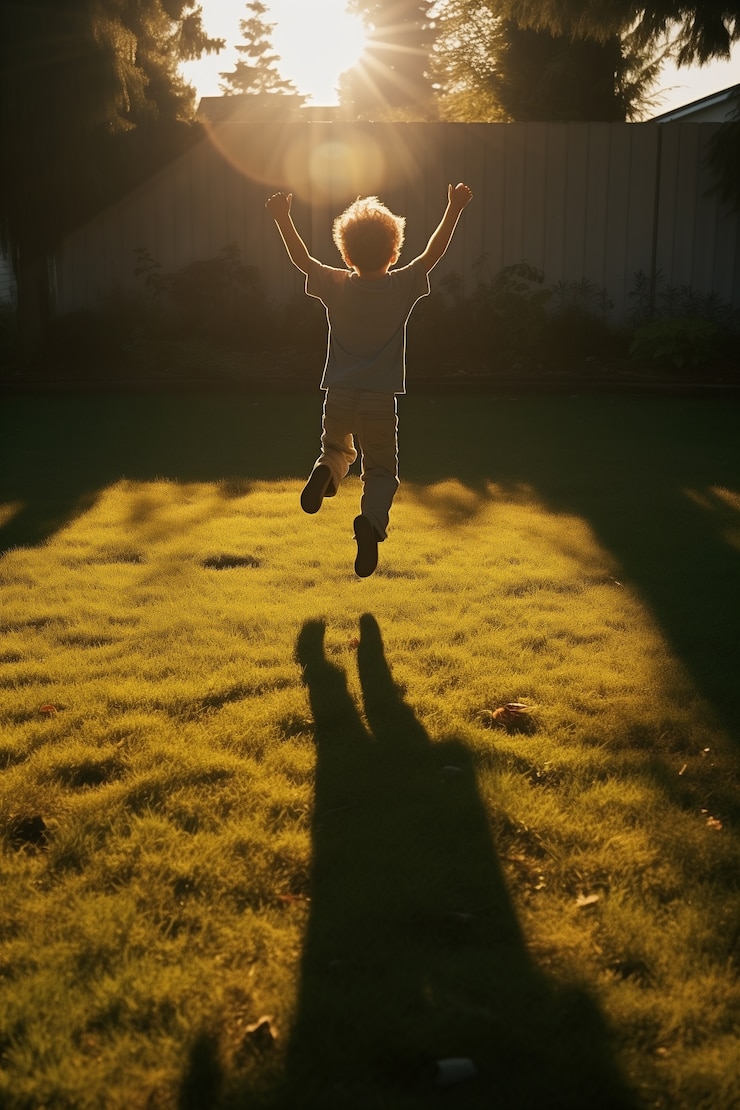 Foto grátis um miúdo adorável a brincar com sombras.