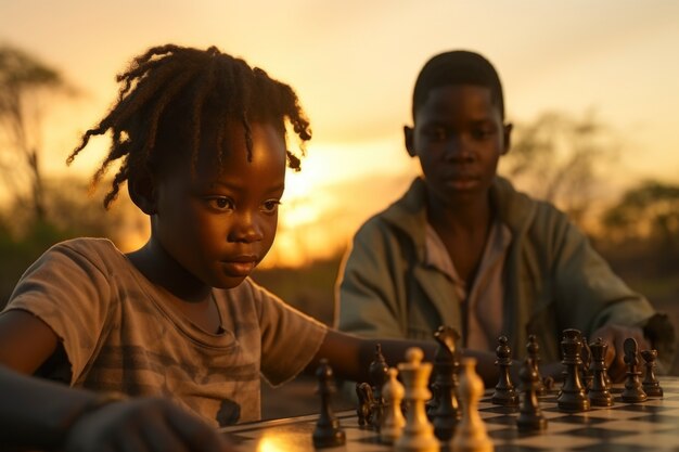 Um miúdo africano a desfrutar da vida.