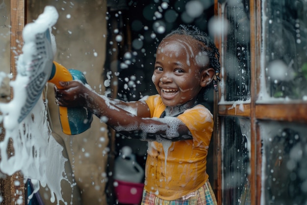 Foto grátis um miúdo africano a desfrutar da vida.