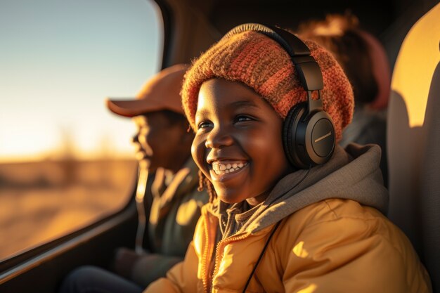 Um miúdo africano a desfrutar da vida.