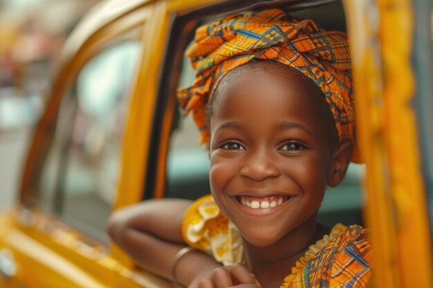 Um miúdo africano a desfrutar da vida.